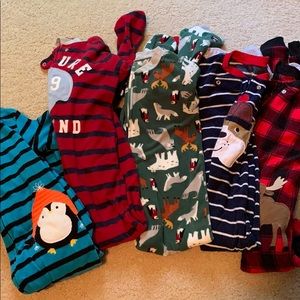 Toddler fleece one piece pajamas bundle of 5